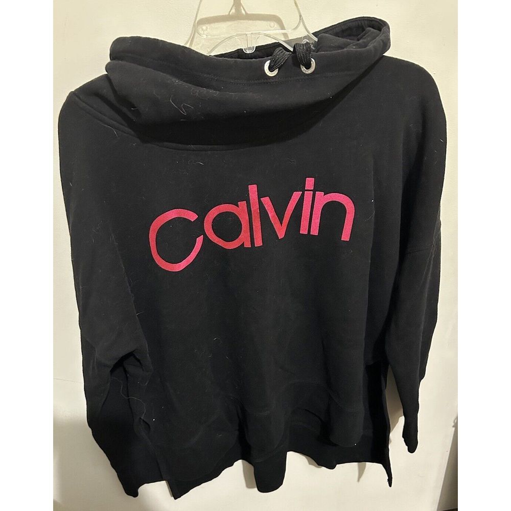 Calvin Klein Womens Soft Cotton Blend LS Cowl Neck‎ Black Sweatshirt Large